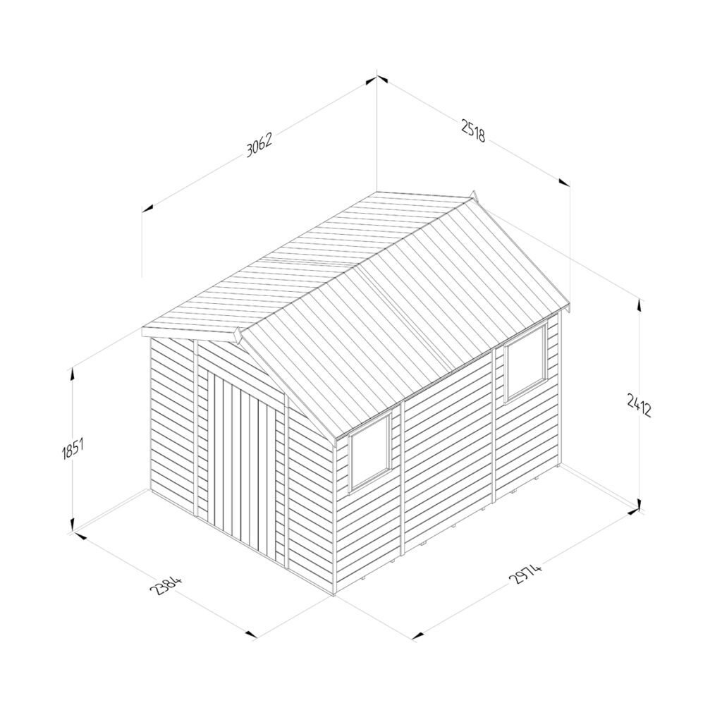 Timberdale 10×8 Apex Shed – Two Windows 5013053194874 2
